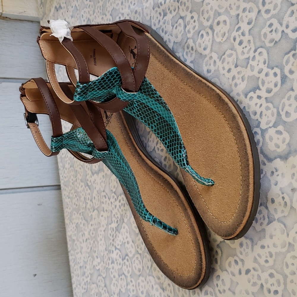 Sandals Zipper in Back Covered Sandals Snake Skin Pattern Leather